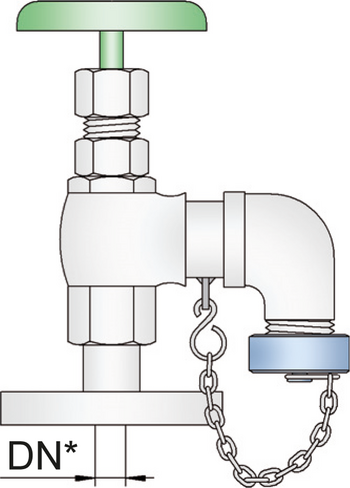 *  Flange de conexão é fornecido com furação e espessura conforme solicitado em DN15, DN20, DN25, DN32, DN40 e em PN25/40 ou PN100