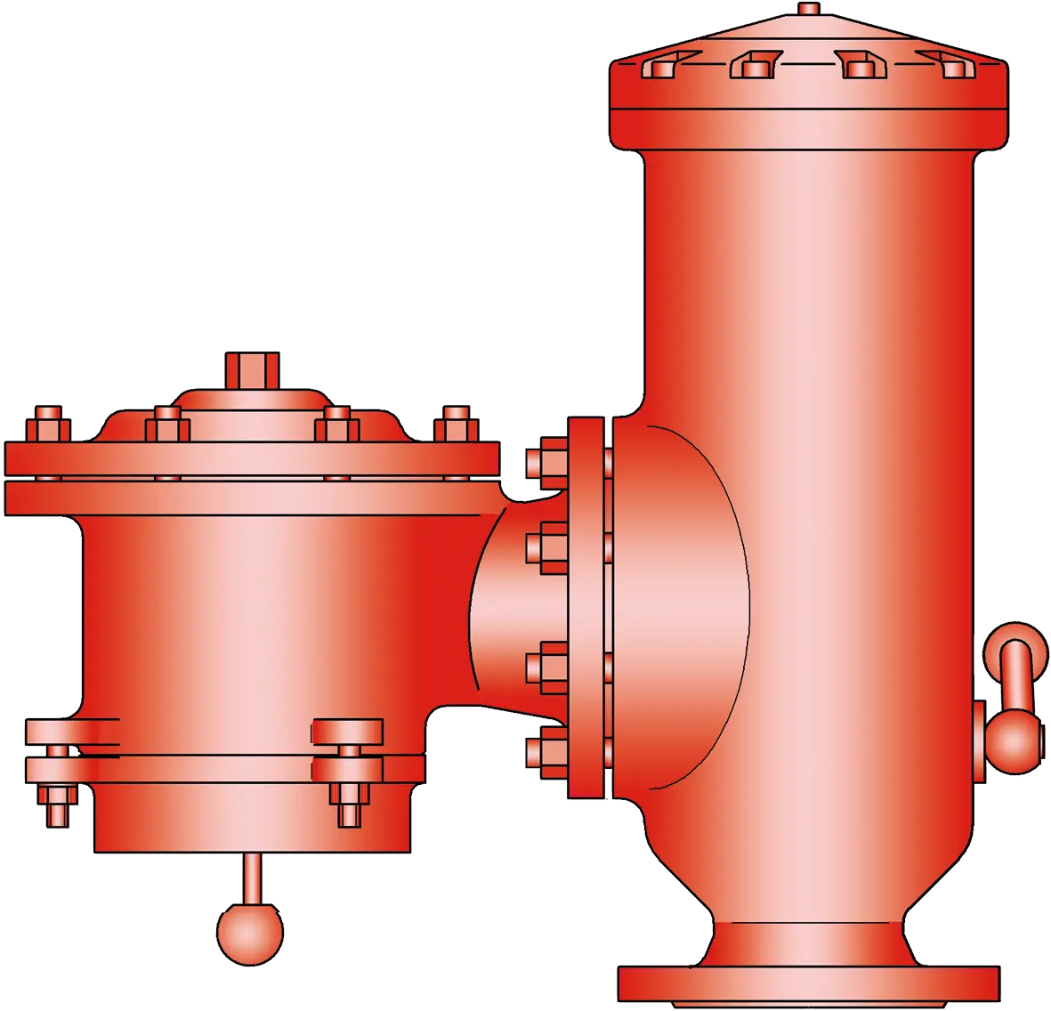 Lateral connection DN2 for vacuum relief valve